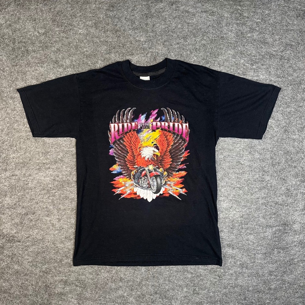 Gildan Sturgis Black Hills Rally 2001 T-Shirt Mens M Black Good Biker Eagle